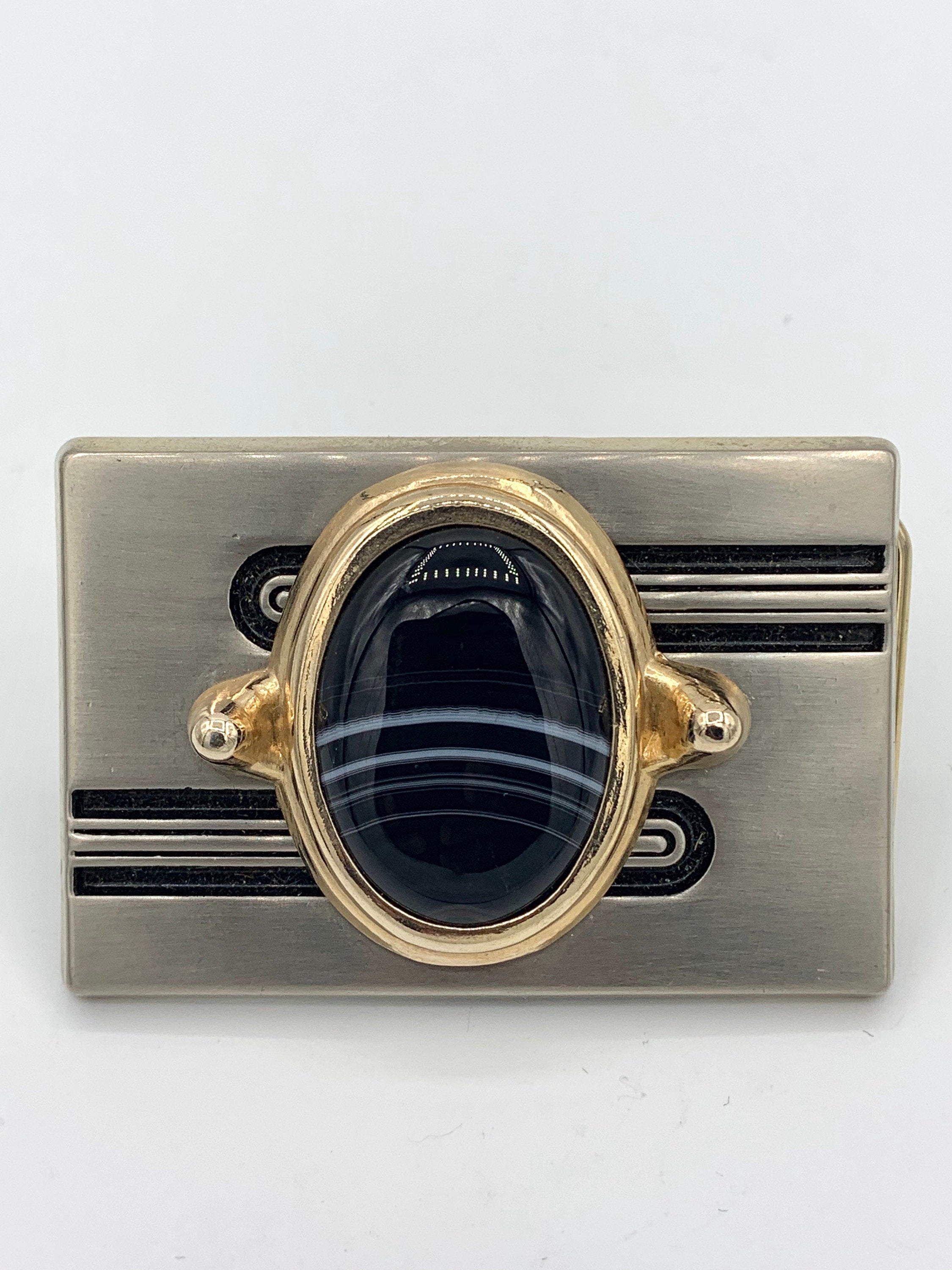 Vintage Art Deco Inspired Silver Tone Belt Buckle