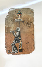 Original Art Signed Painting on Slate "New Orleans Jazz" Musician 1993 Bourbon Street