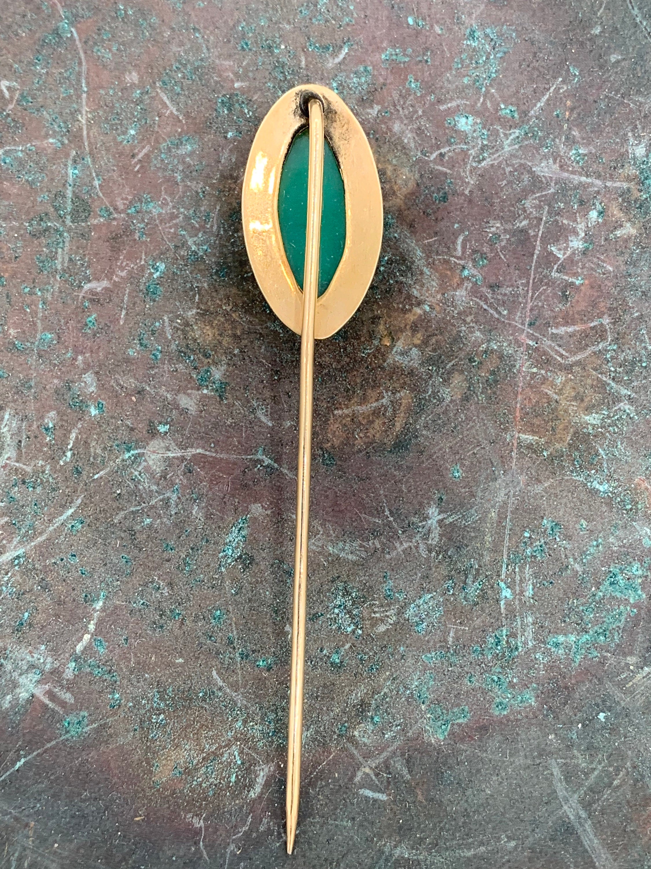 Vintage Agate Cameo & 14k Gold Stick Pin Antique Style Accessories