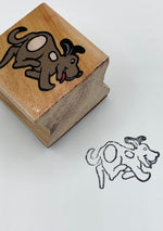 Load image into Gallery viewer, Rubber Stamp Happy Brown Spotted Puppy Dog
