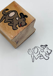 Rubber Stamp Happy Brown Spotted Puppy Dog