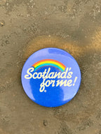 Scotland's For Me! Vintage Retro Pinback Button Scottish Blue Rainbow Accessories