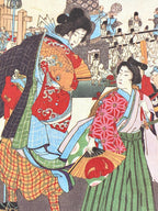 Japanese Postcard Art, Artist Yōshū Chikanobu (Toyohara Chikanobu) Ukiyo-e; Festive Float, Denma-cho Quarter