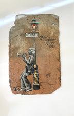 Original Art Signed Painting on Slate "New Orleans Jazz" Musician 1993 Bourbon Street