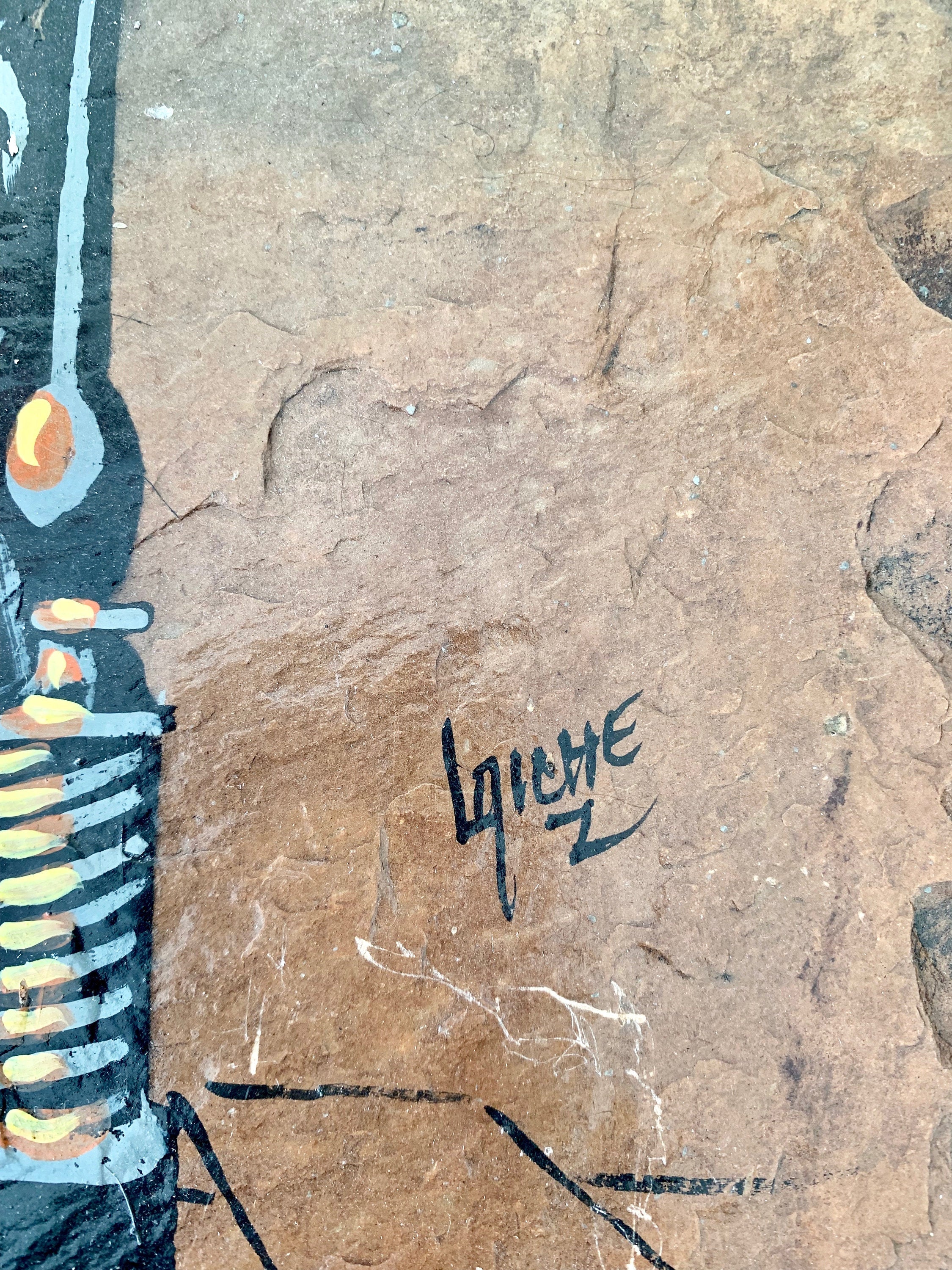 Original Art Signed Painting on Slate "New Orleans Jazz" Musician 1993 Bourbon Street