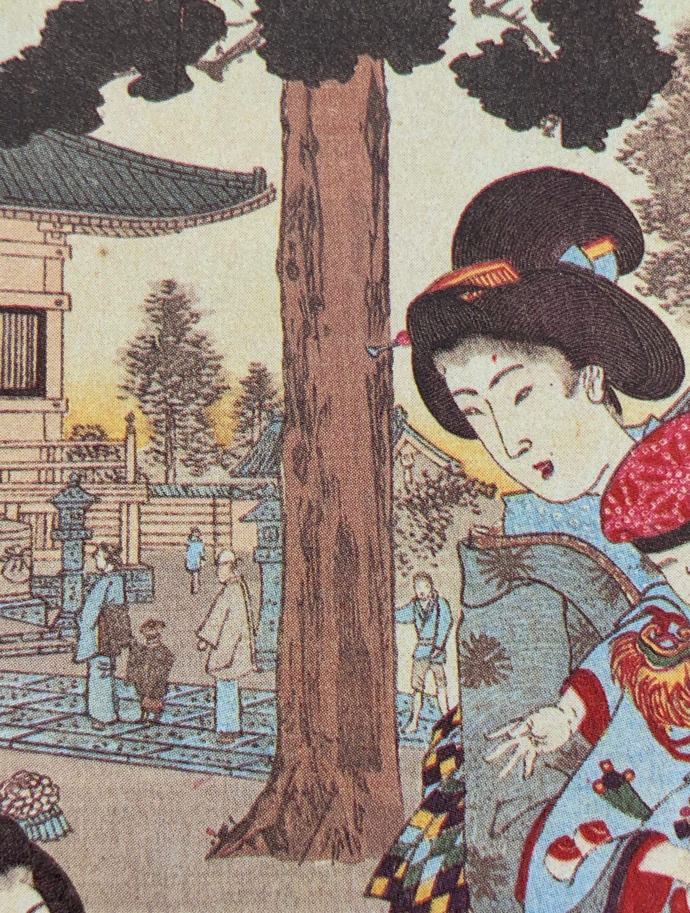 Japanese Postcard Art, Artist Yōshū Chikanobu (Toyohara Chikanobu) Ukiyo-e , Dentsu- in Temple, Koishikawa