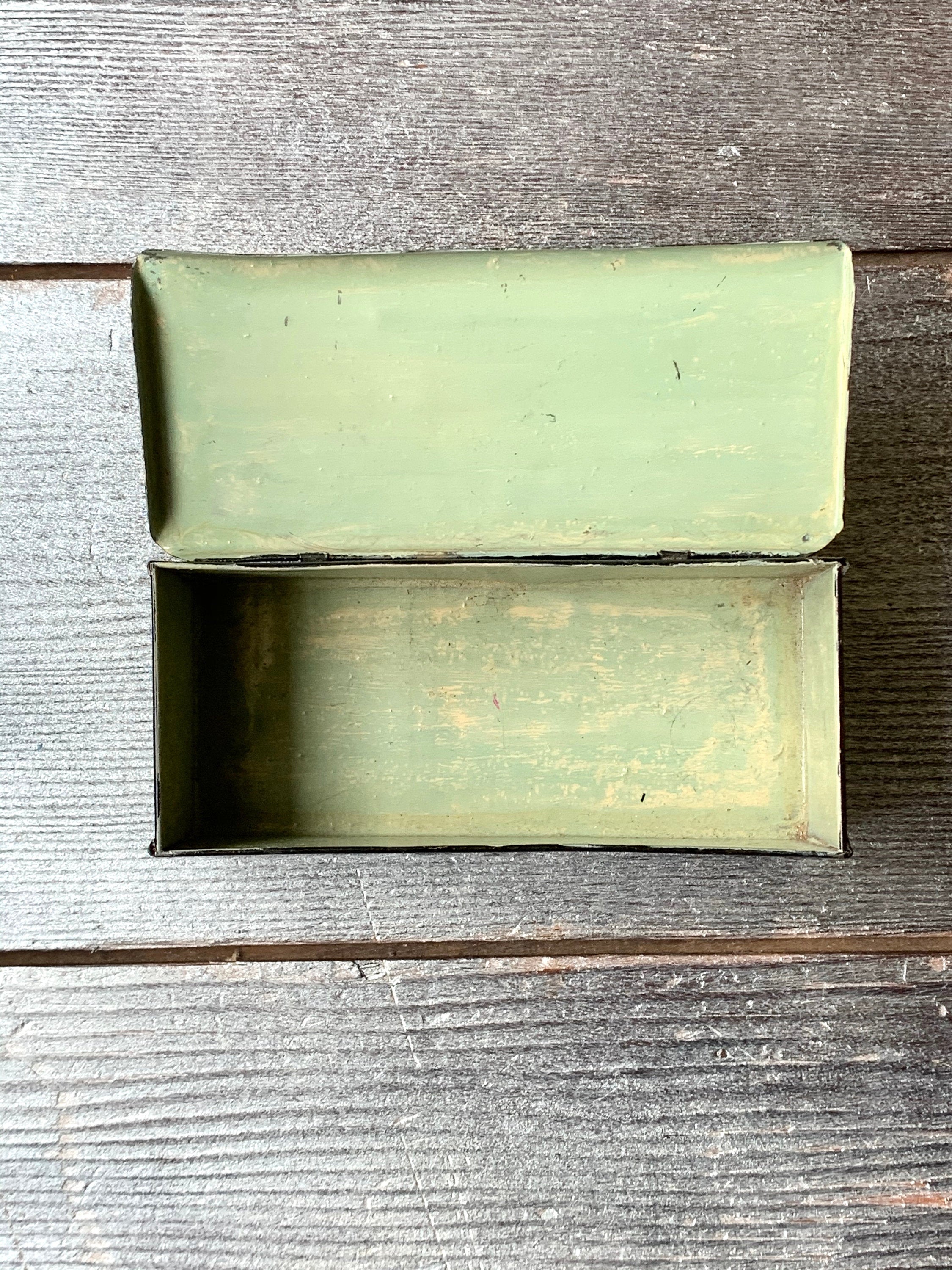 Vintage Hand Painted Metal Trinket Box Keepsake Box Floral Flower Theme