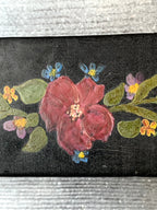 Vintage Hand Painted Metal Trinket Box Keepsake Box Floral Flower Theme