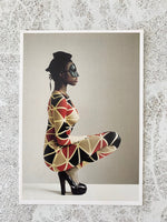 Load image into Gallery viewer, Collectible Postcard Art Black African American &quot;Girl Wearing Harlequin&quot; Autumn/ Winter 1989-1990
