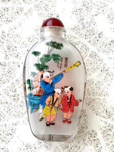 Vintage Chinese Snuff Bottle, Inside Painted, Asian Collectible Art
