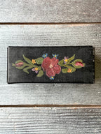 Vintage Hand Painted Metal Trinket Box Keepsake Box Floral Flower Theme